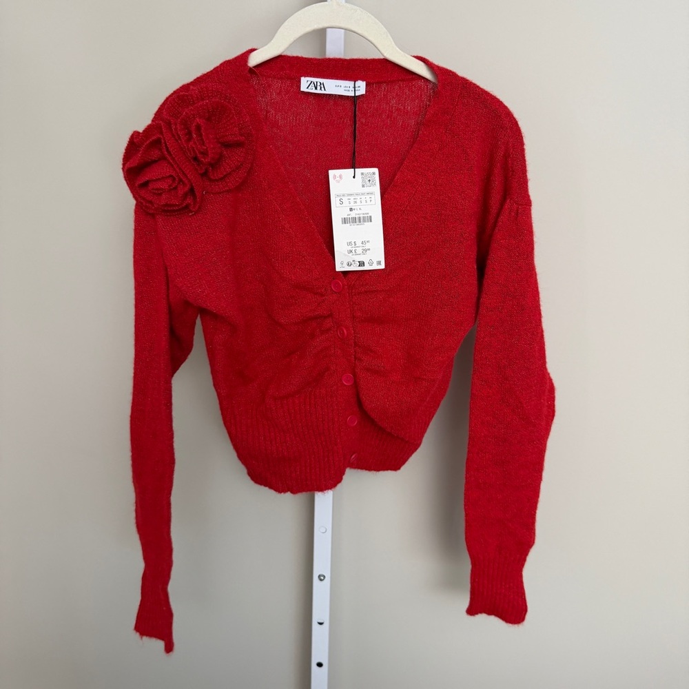 Zara women’s  Red Sweater cardigan size S new with tags - Picture 3 of 5